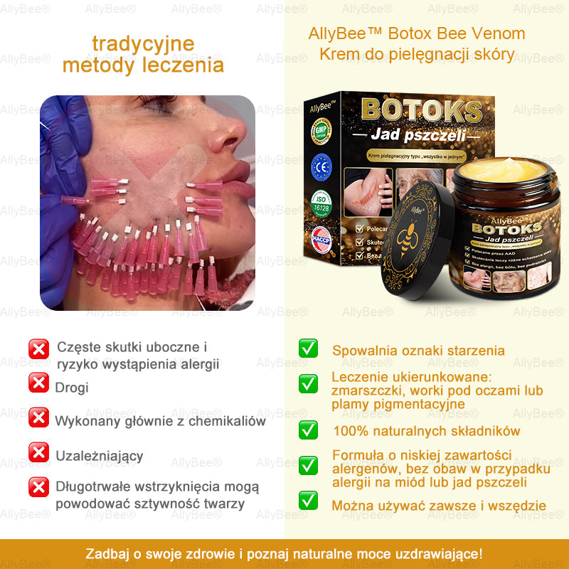 👨🔬 AllyBee® Krem Botox do pielęgnacji skóry - Wygładzanie zmarszczek, Nawilżenie, Regeneracja skóry, Wyrównanie kolorytu skóry, Leczenie trądziku i przebarwień, Usuwanie brodawek i znamion.--pl