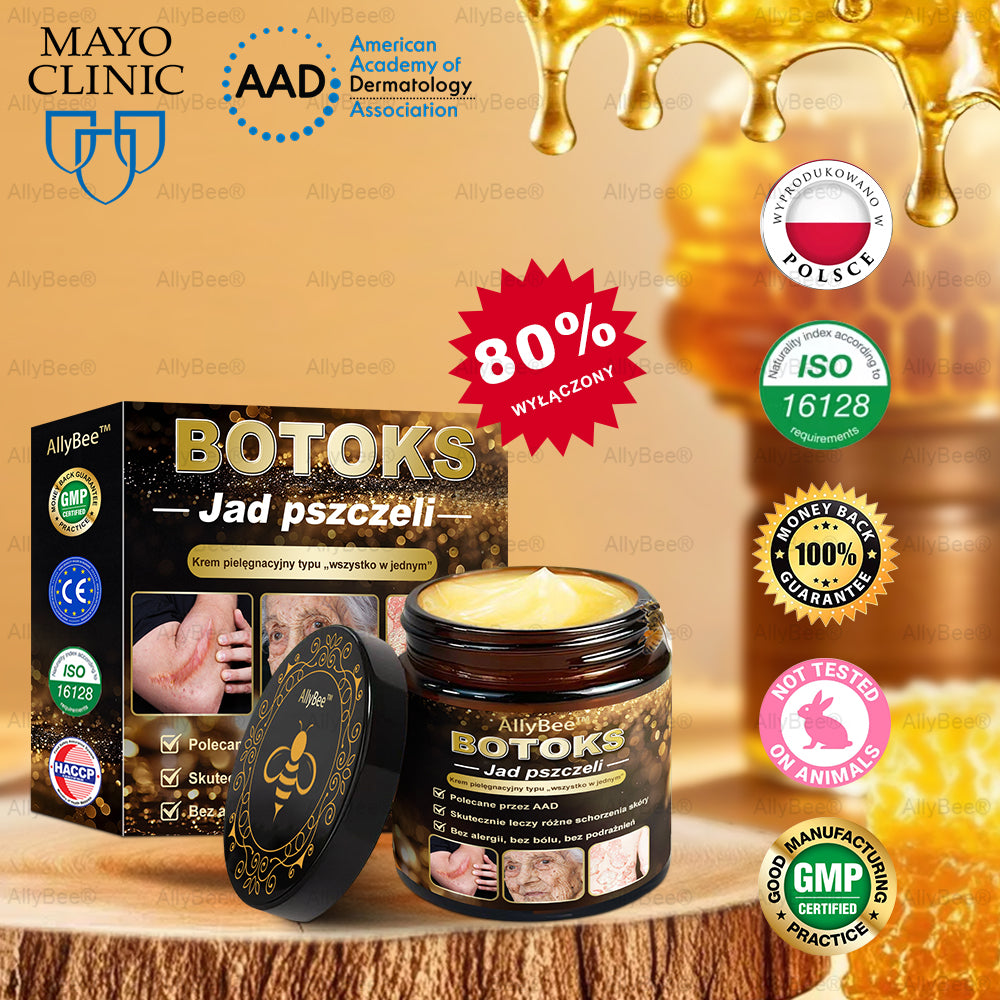 👨🔬 AllyBee® Krem Botox do pielęgnacji skóry - Wygładzanie zmarszczek, Nawilżenie, Regeneracja skóry, Wyrównanie kolorytu skóry, Leczenie trądziku i przebarwień, Usuwanie brodawek i znamion.--pl