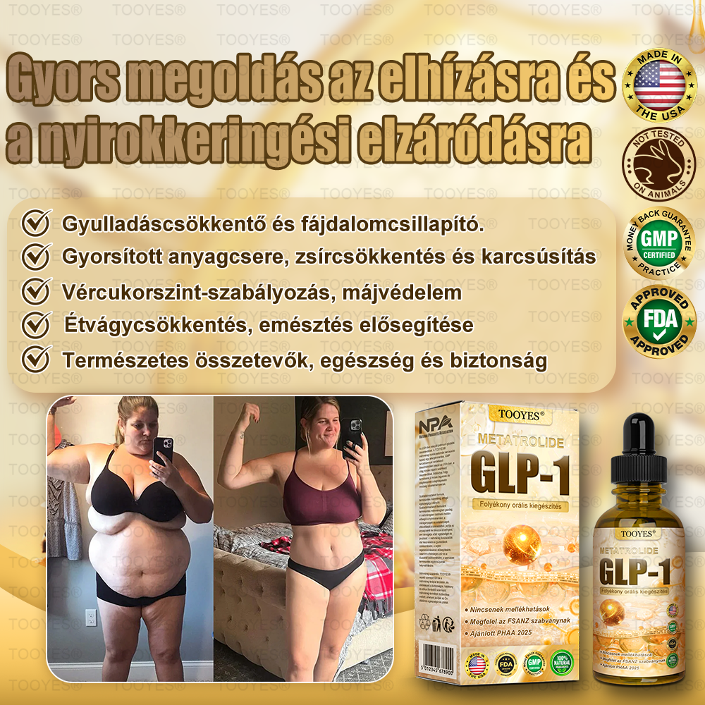 🎗TOOYES® Metatrolide & Moringa GLP-1 Aktiváció, Almaecet, Kurkuma Gyógyhatású Szájoldat: Elhízás, Szív- és Érrendszeri Betegségek, Cukorbetegség, Alvási Apnoé, Ízületi Problémák és Még Több