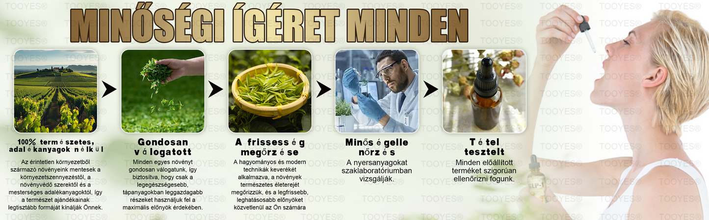 TOOYES® Metatrolide & Moringa GLP-1 Aktiváció, Almaecet, Kurkuma Gyógyhatású Szájoldat: Elhízás, Szív- és Érrendszeri Betegségek, Cukorbetegség, Alvási Apnoé, Ízületi Problémák és Még Több