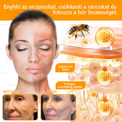 Daasry® Méhméreg Kezelő Krém, méhméreg peptidekkel, botulinum toxinnal, hialuronsavval és kollagénnel💧. Hatékonyan küzd a ráncok, finom vonalak, megereszkedés, terhességi csíkok és sötét foltok ellen — feszesítés, emelés és kiemelkedő eredmények!